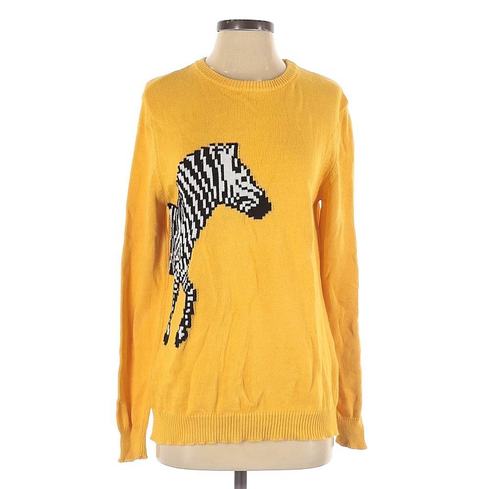Very Troubled Child Linea Leggera Yellow Zebra Intarsia Sweater Small - Picture 2 of 4